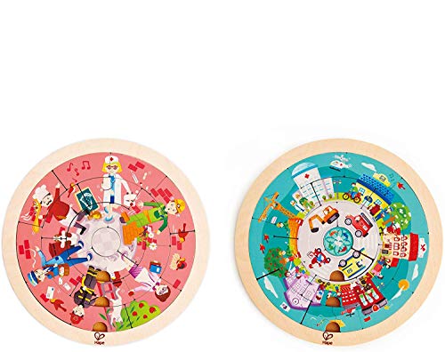 Hape E1624 Carousel Puzzle legno mestieri bifacciale