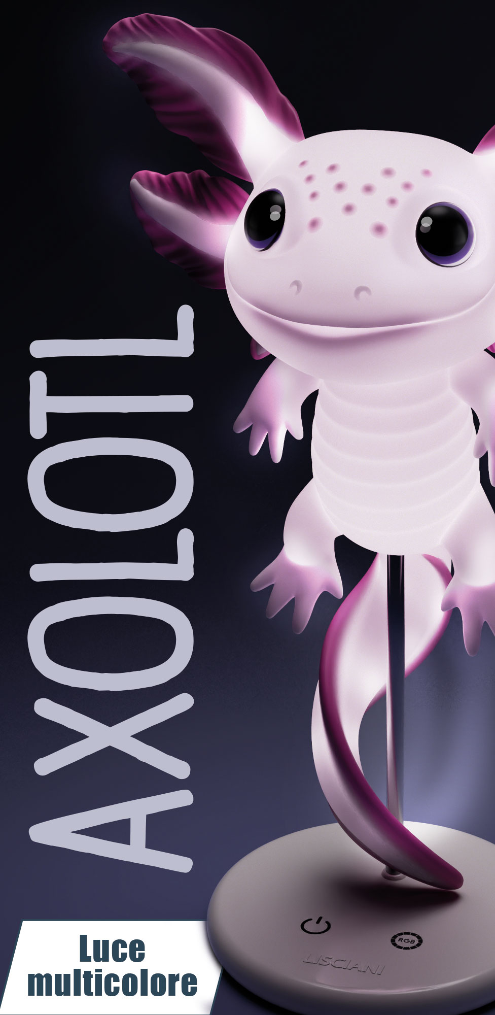 Lisciani Rainy Days Axolotl lampada led cameretta