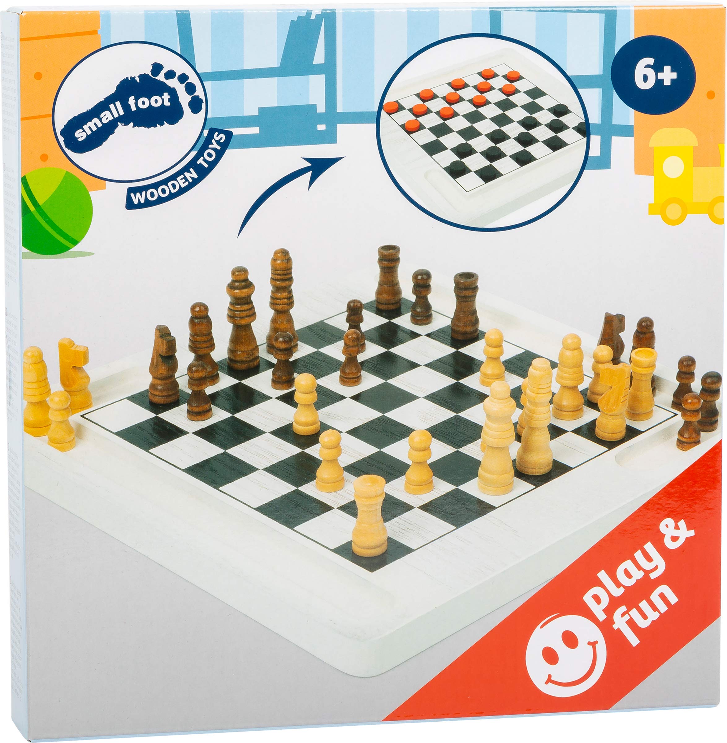 small foot 11395 scacchi e dama gioco in legno mini