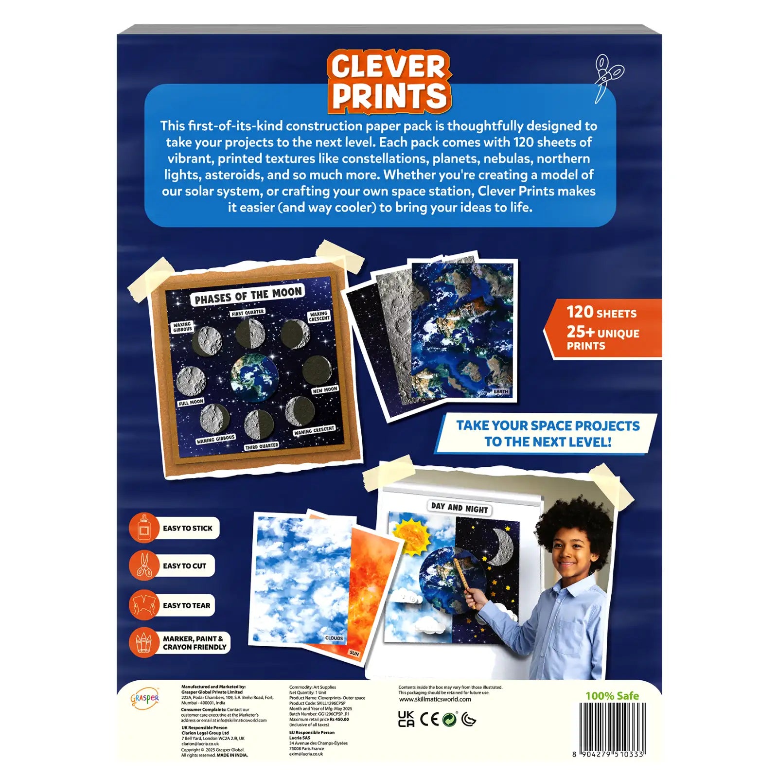 Skillmatics Clever Prints Outer Space carta 120 fogli spazio
