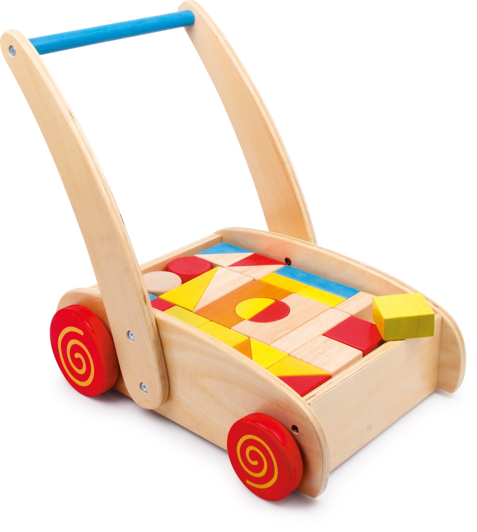 smallfoot 2695 Carrello Primi Passi legno con cubetti colorati