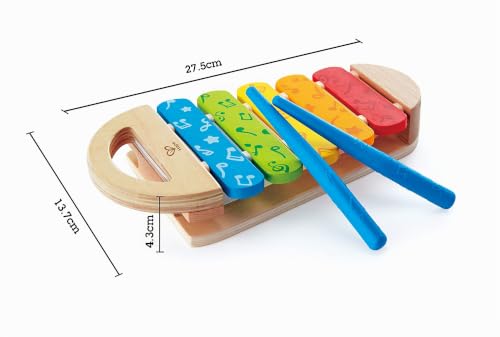 Hape arcobaleno xilofono legno 5 note con bacchette