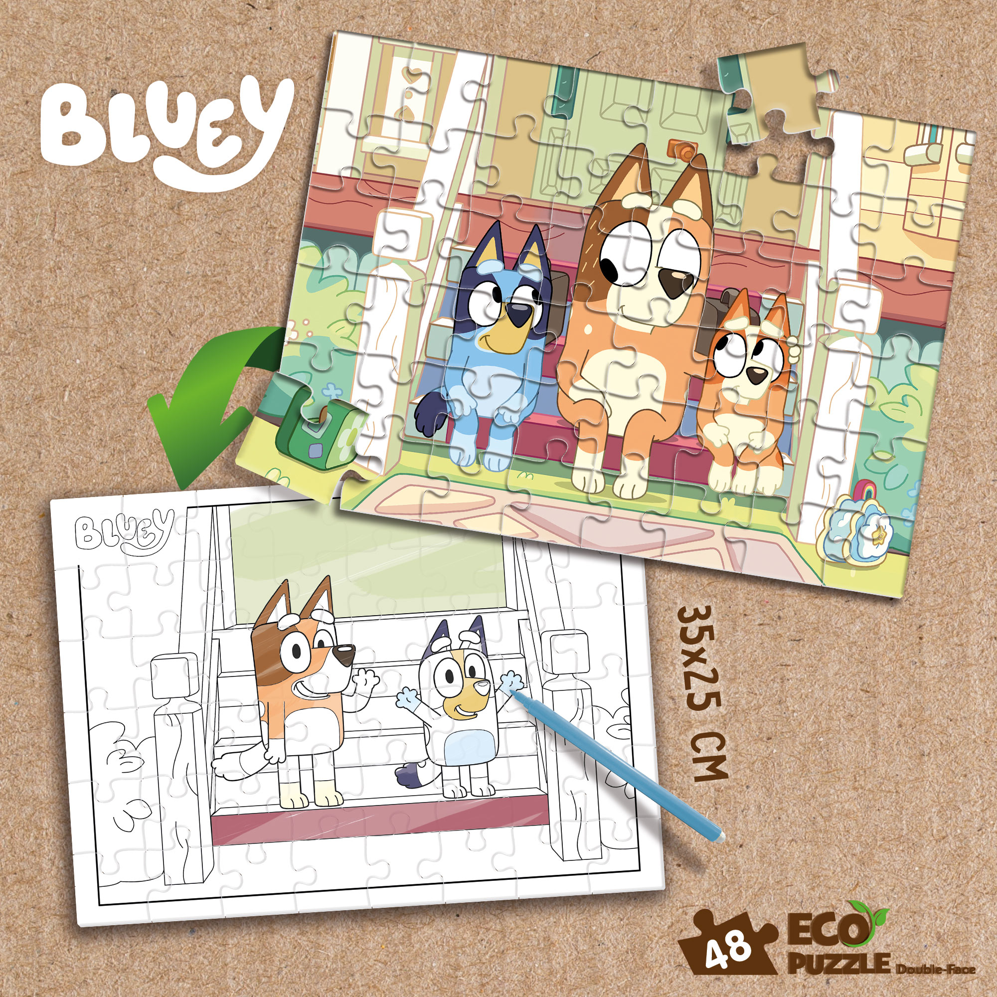 Lisciani Bluey Eco-Puzzle Mini puzzle 48 pezzi colorabile