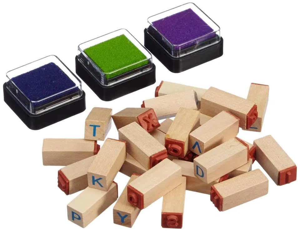 smallfoot 8140 set timbri lettere alfabeto in legno