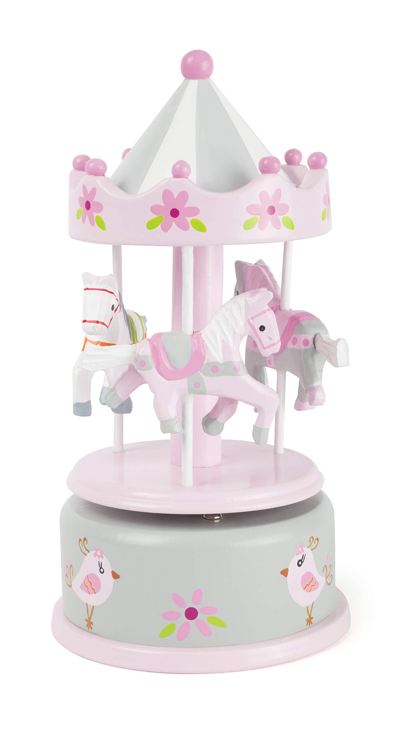 smallfoot Fiore carillon giostra cavalli legno rosa