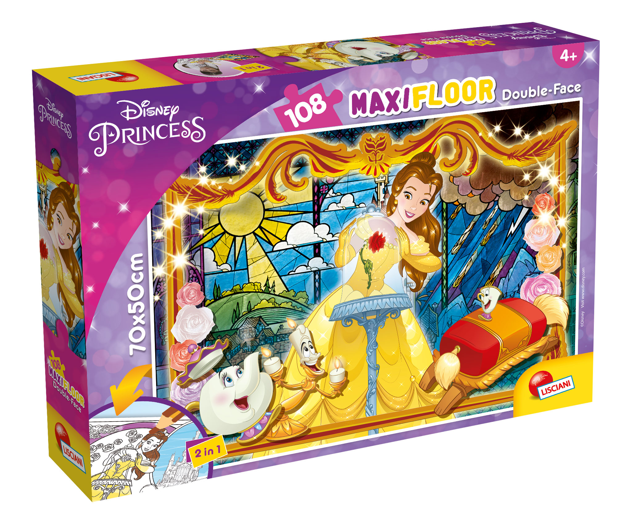 Lisciani Disney Maxi Floor 108 Bella e Bestia puzzle double-face