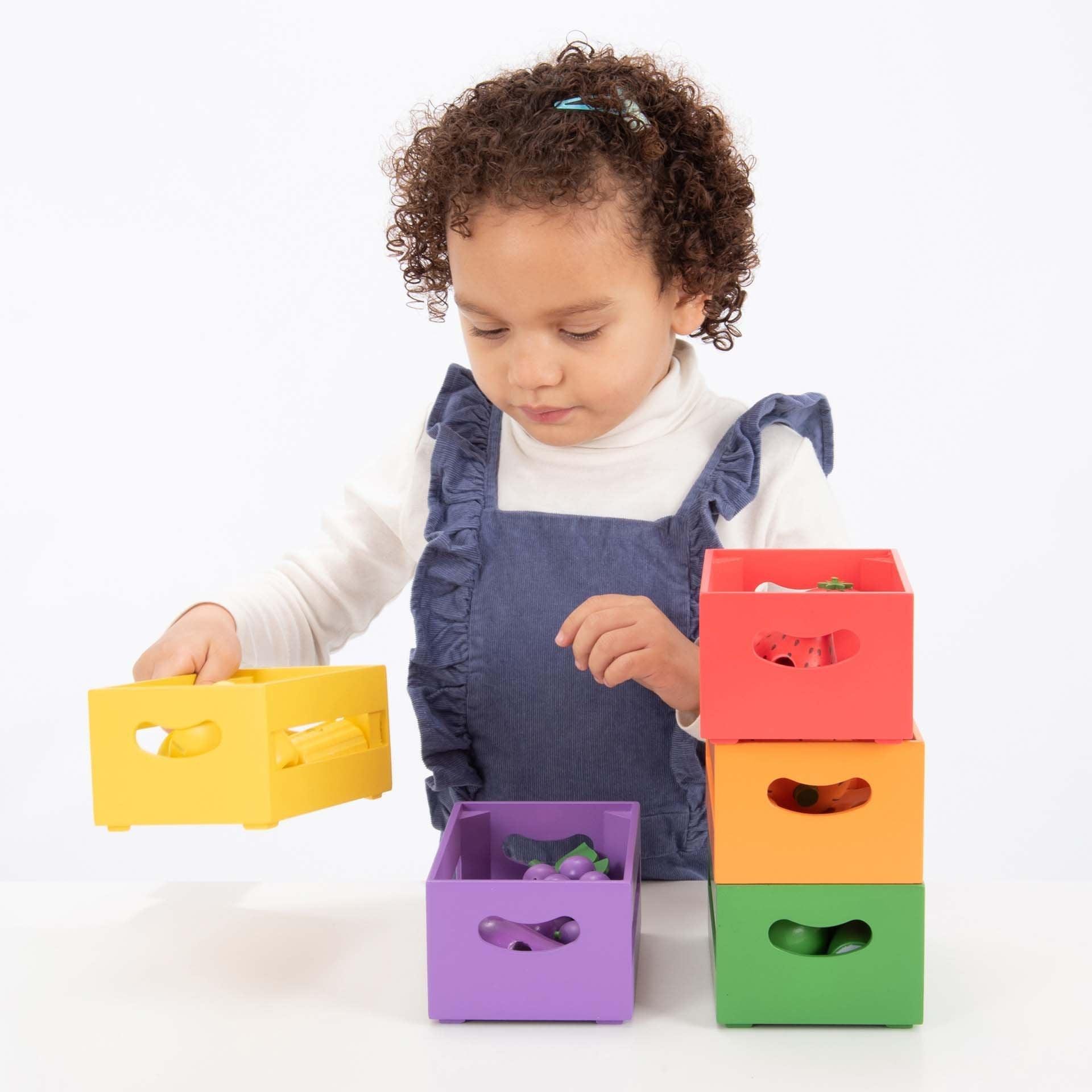 Tickit Wooden Sorting cassette frutta verdura 28 pezzi filo