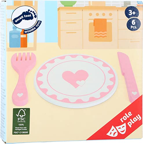 smallfoot 10890 Set Posate in Legno Rosa 6 Pezzi