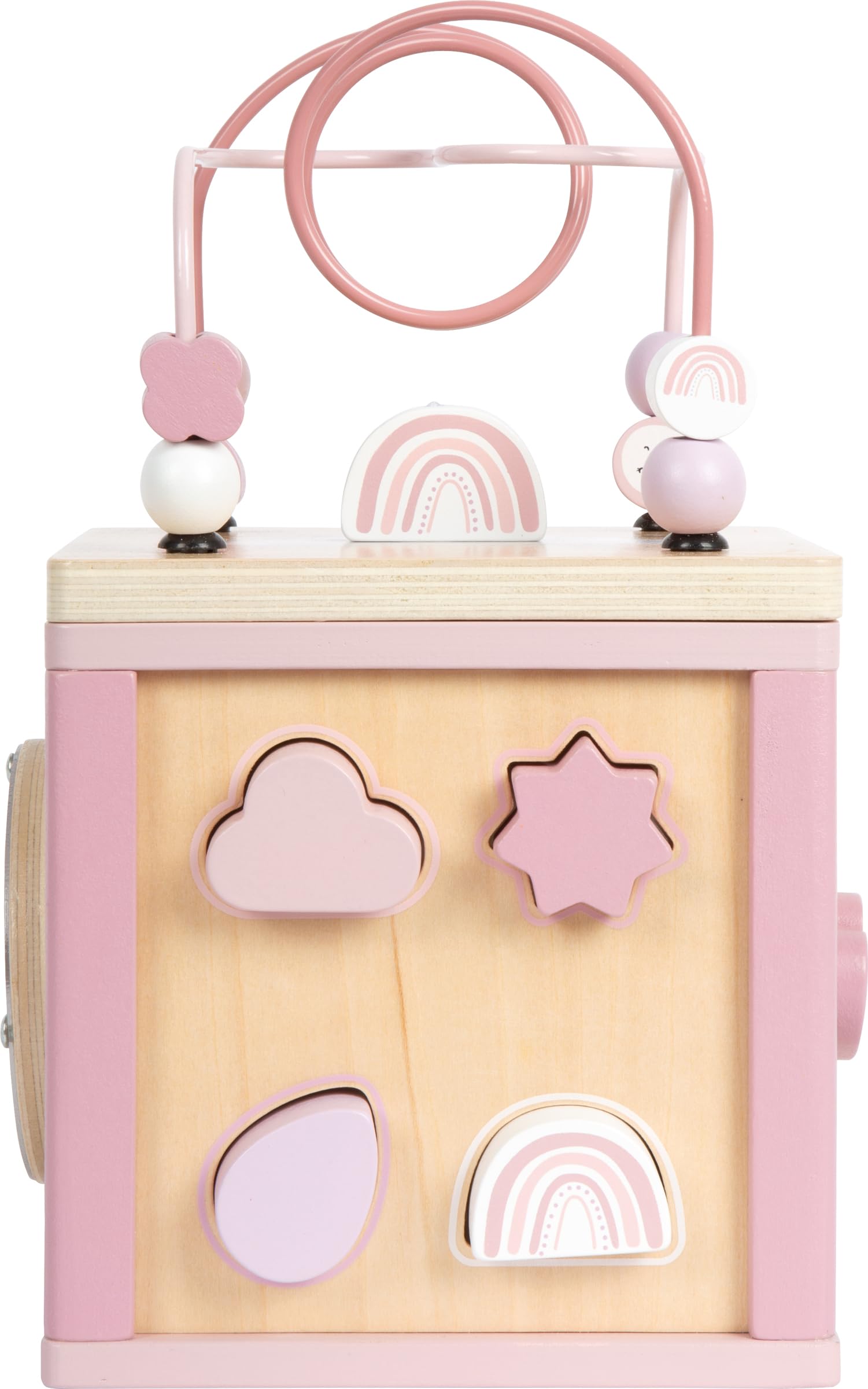 smallfoot 12803 dado motricità in legno rosa 5 giochi