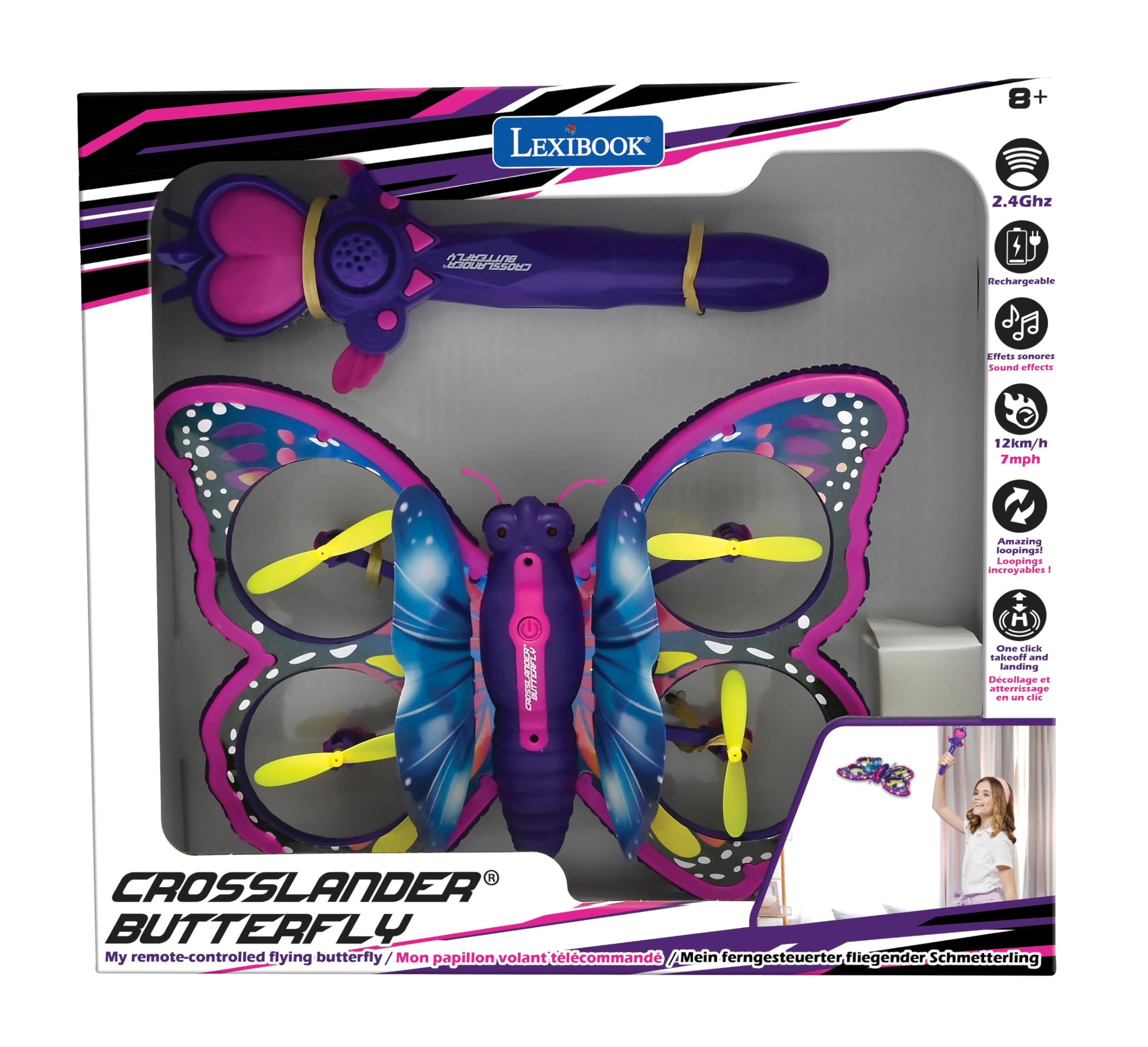 Lexibook Crosslander RCBUTLXB farfalla volante rosa 12 km/h
