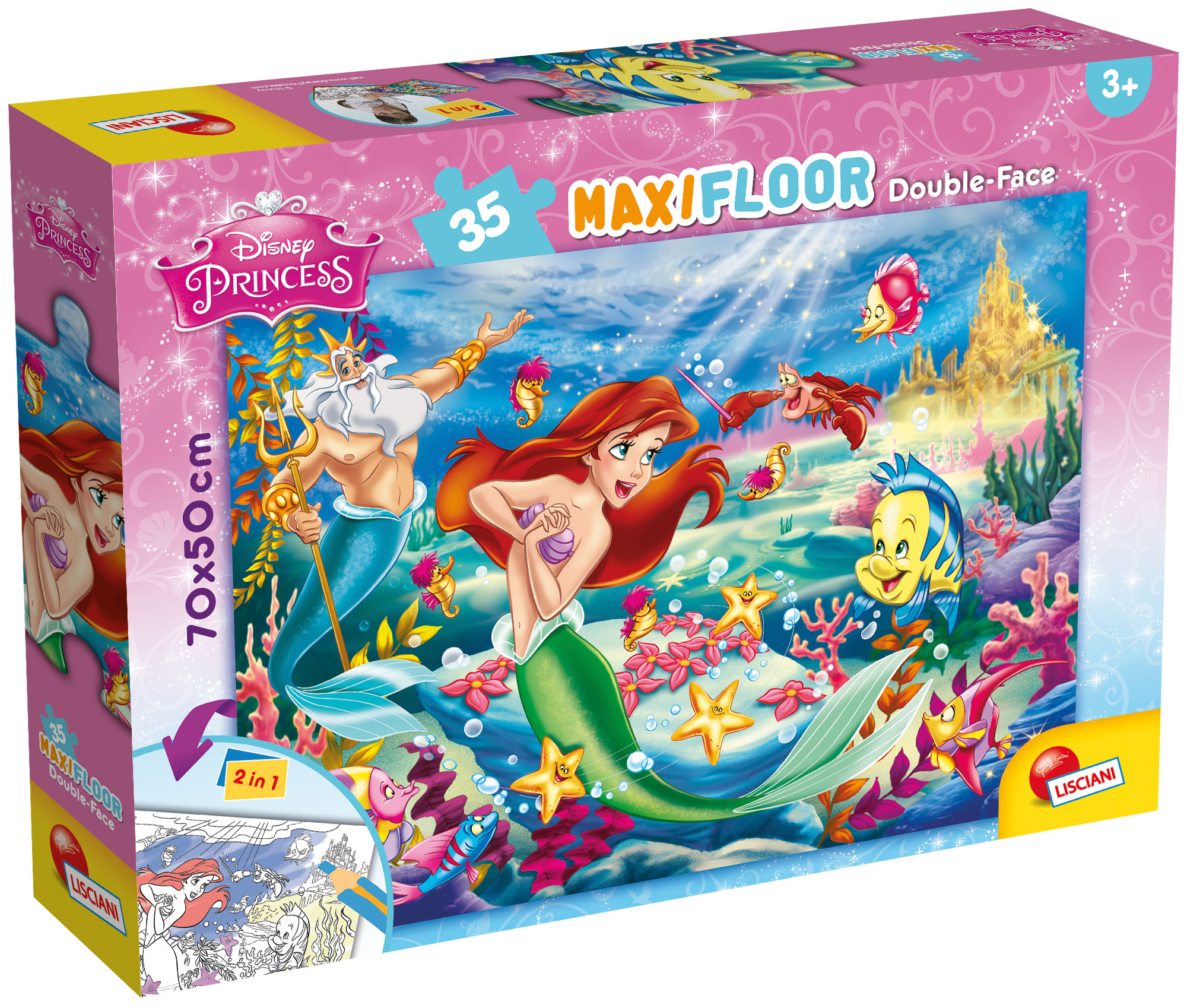Lisciani Disney Maxi Floor 35 puzzle Sirenetta double-face