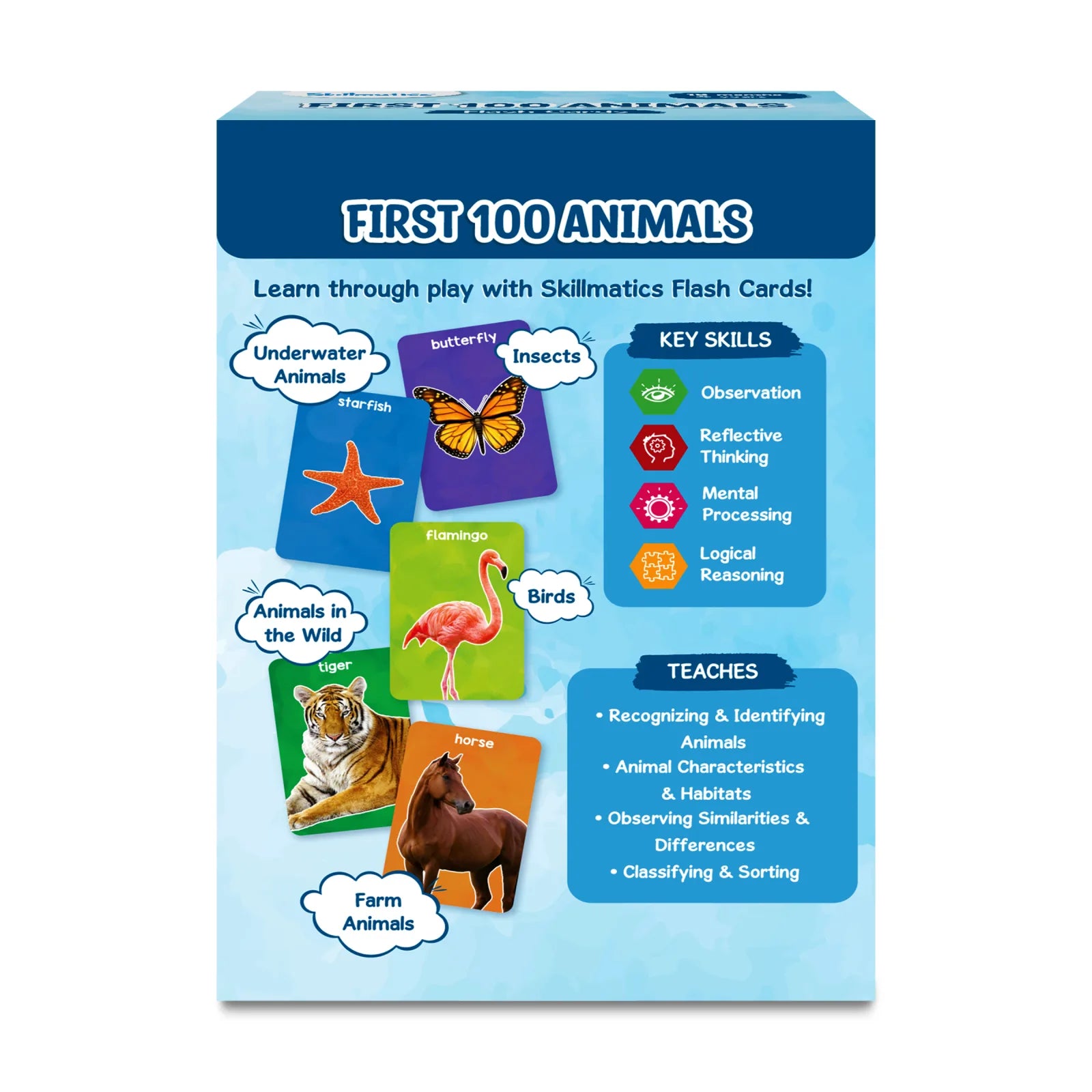 Skillmatics First 100 Animals flashcard 50 carte animali 1-4 anni