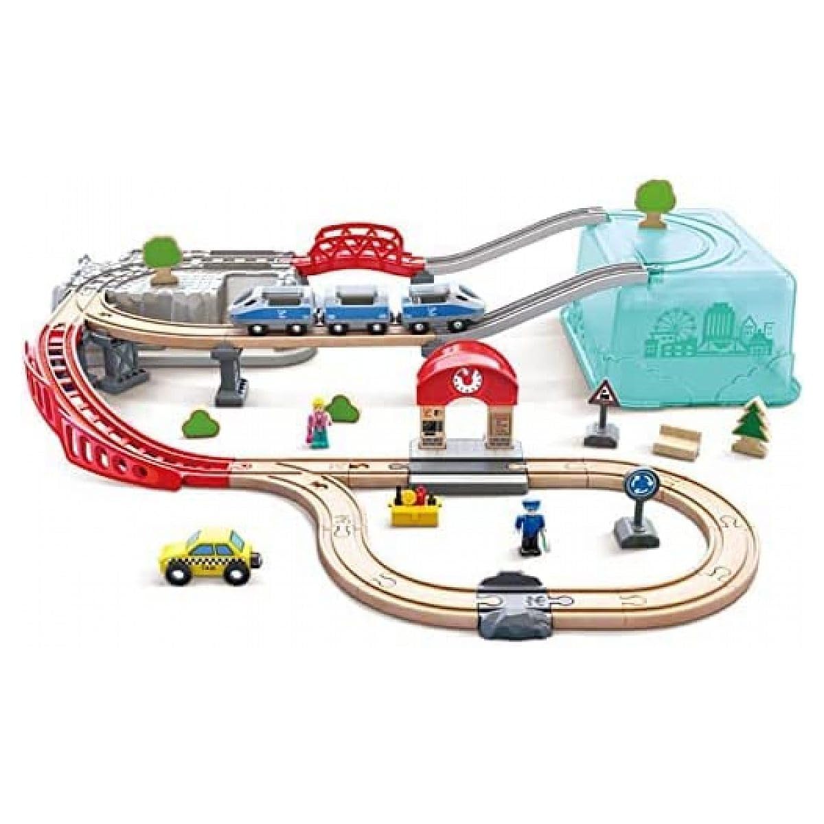 Hape E3771 Set Treno in Città pista legno 48 pezzi