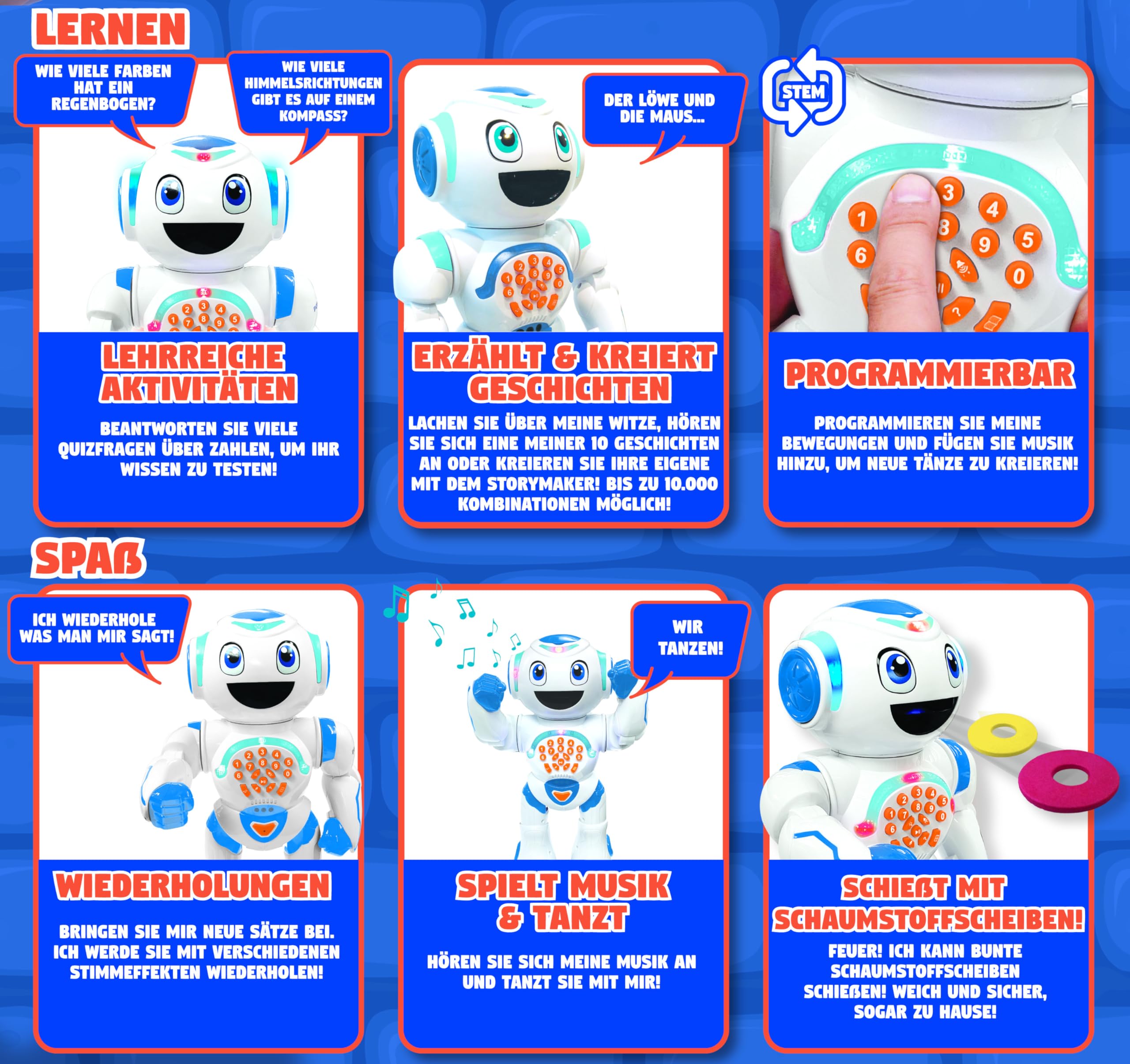 Lexibook Powerman ROB85DE robot giocattolo interattivo tedesco