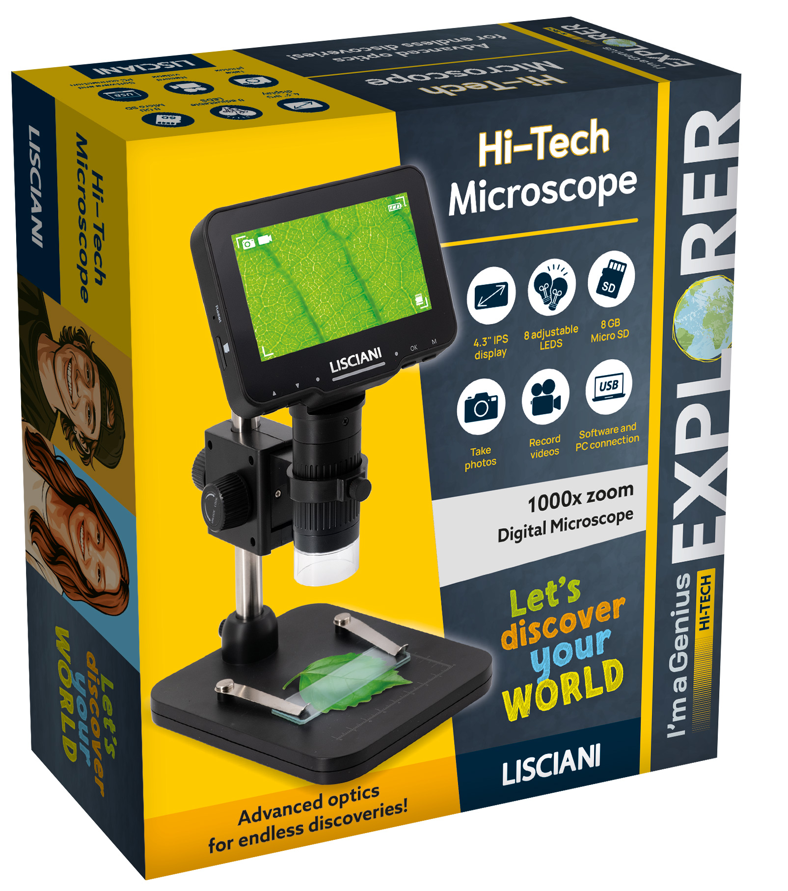 Lisciani I'm a Genius Hi-Tech Explorer microscopio 1000 ingrandimenti