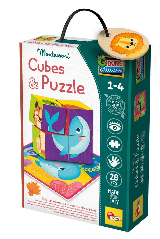 Lisciani Montessori Baby cubi legno 2 in 1 associazioni