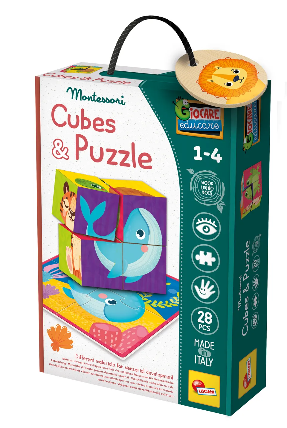 Lisciani Montessori Baby cubi legno 2 in 1 associazioni