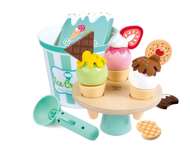 Hape Set Gelataio gioco in legno con scaffale rotante