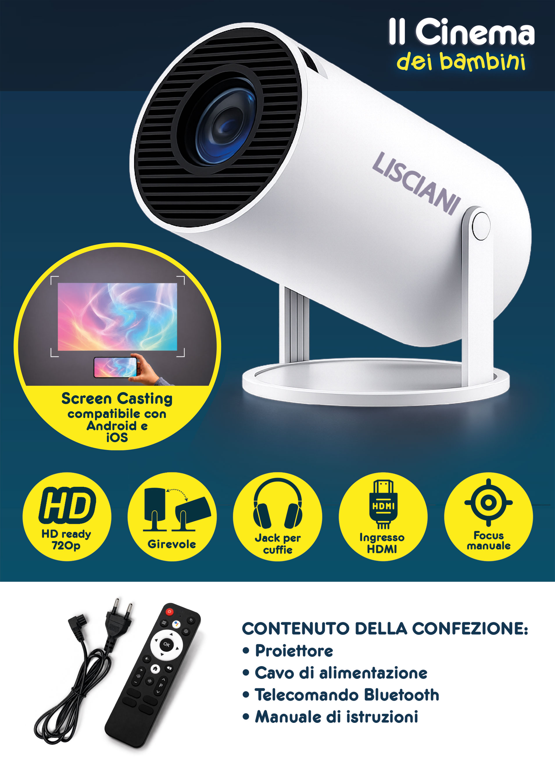Lisciani Hi-Tech Cinema dei Bambini proiettore per cameretta