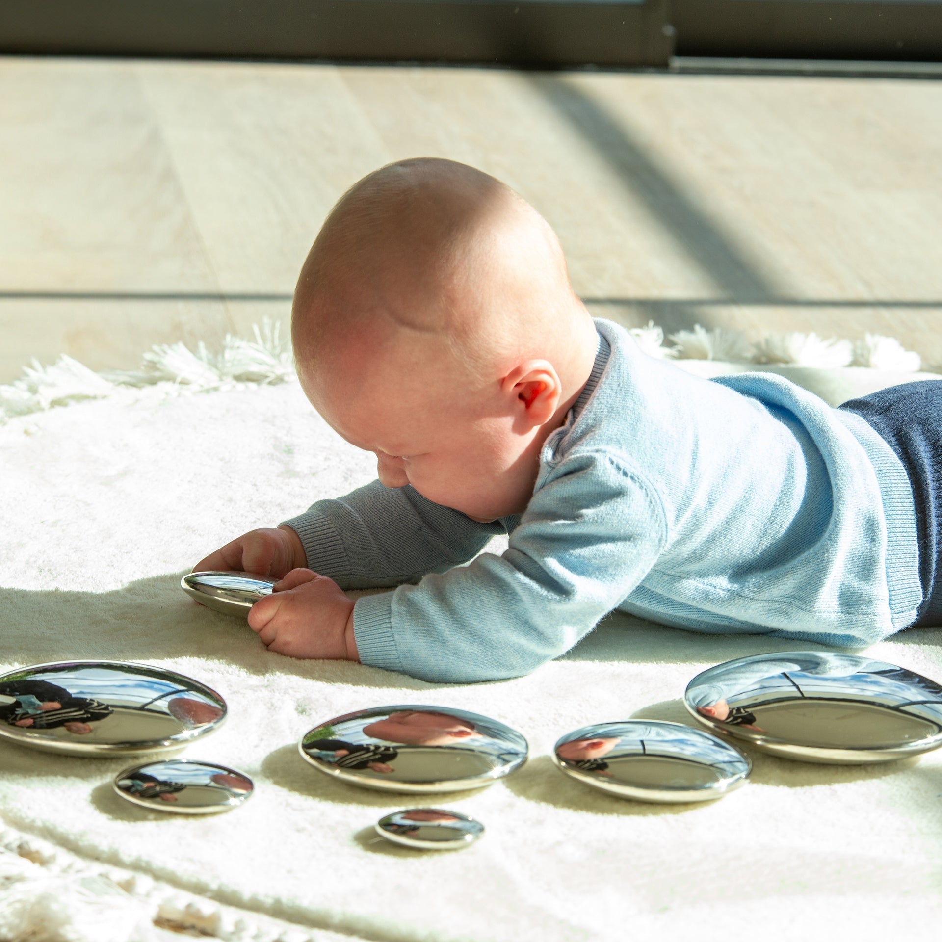 Tickit Sensory Steel Silver Buttons bottoni 7 pezzi specchio