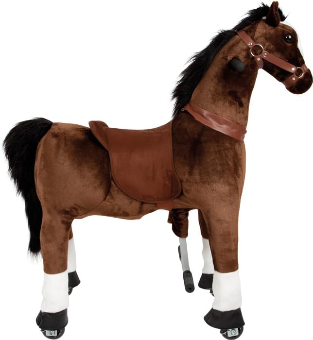 smallfoot 12462 cavallo cavalcabile in peluche marrone