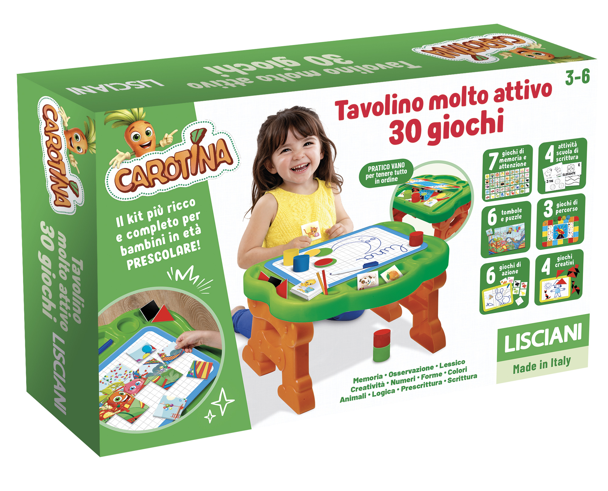 Lisciani Carotina Tavolino 30 Giochi gioco educativo scrivi e cancella