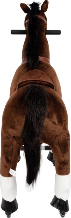 smallfoot 12462 cavallo cavalcabile in peluche marrone