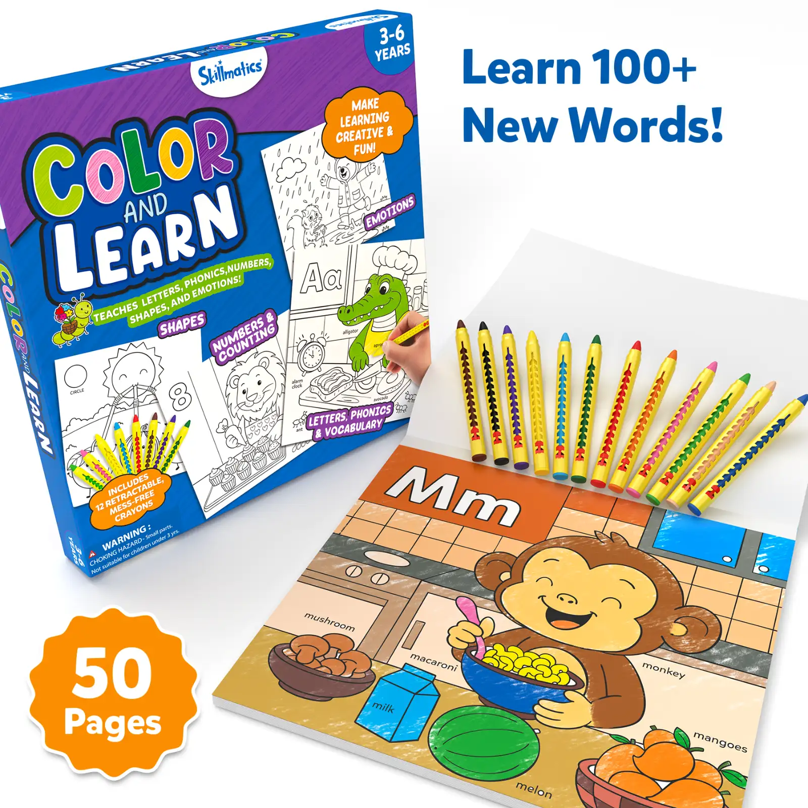 Skillmatics Color and Learn Letters Numbers Phonics Shapes libro 3-6 anni