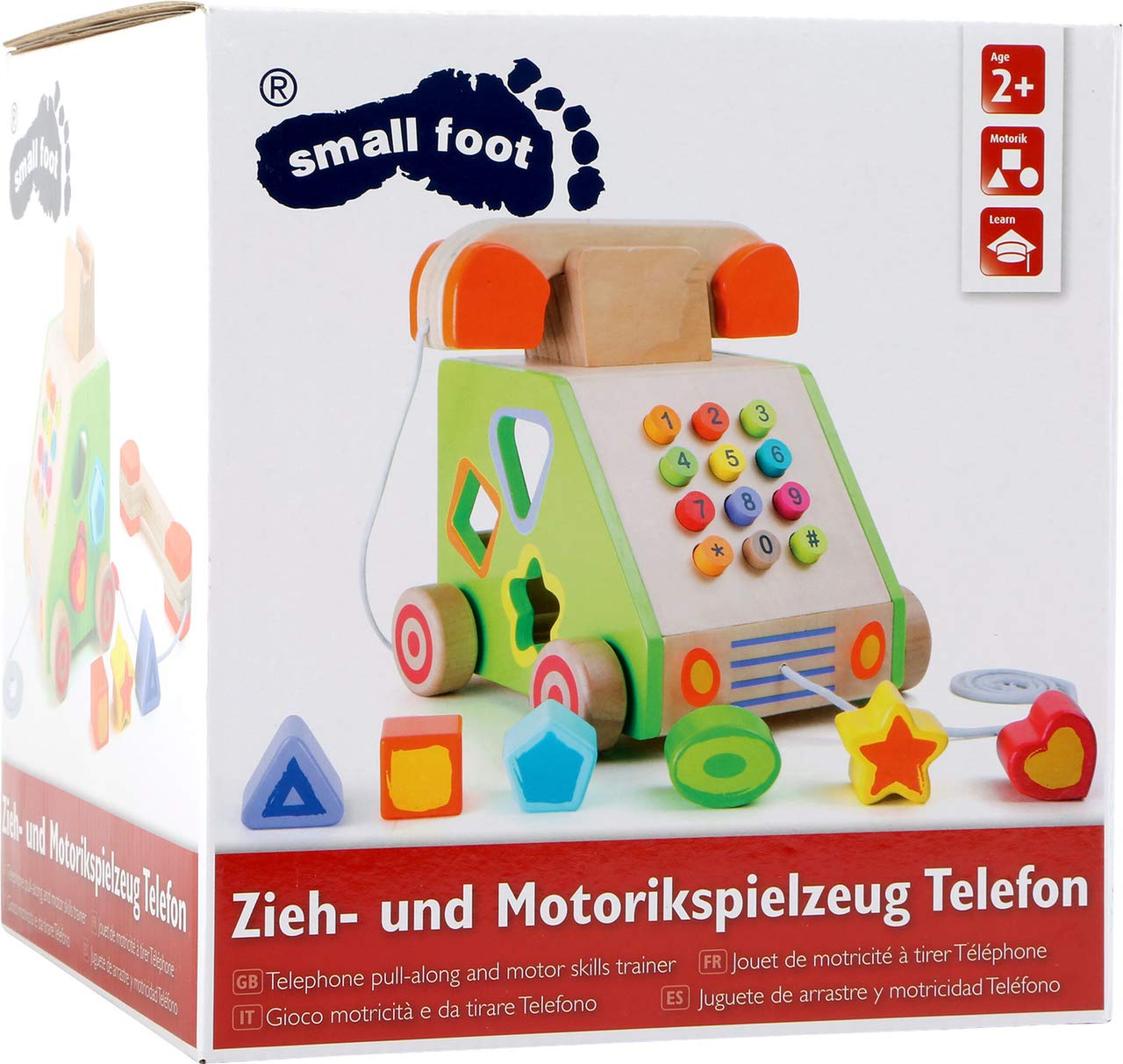 smallfoot 10319 telefono legno con ruote incastri forme