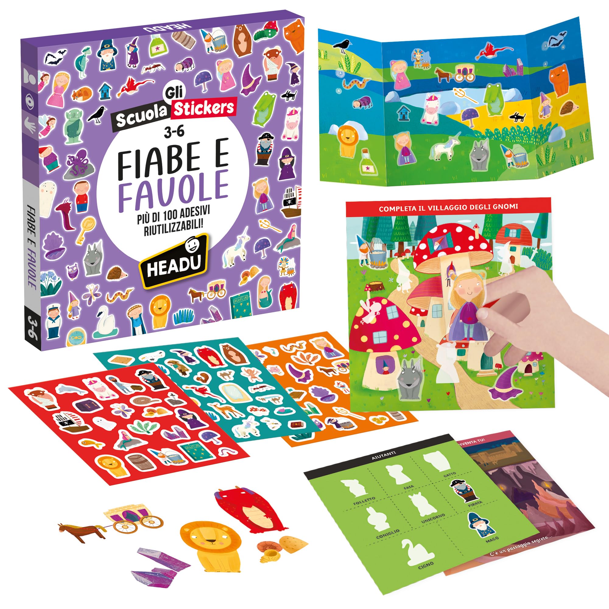 Headu Scuola Stickers Fiabe e Favole gioco educativo 130 stickers