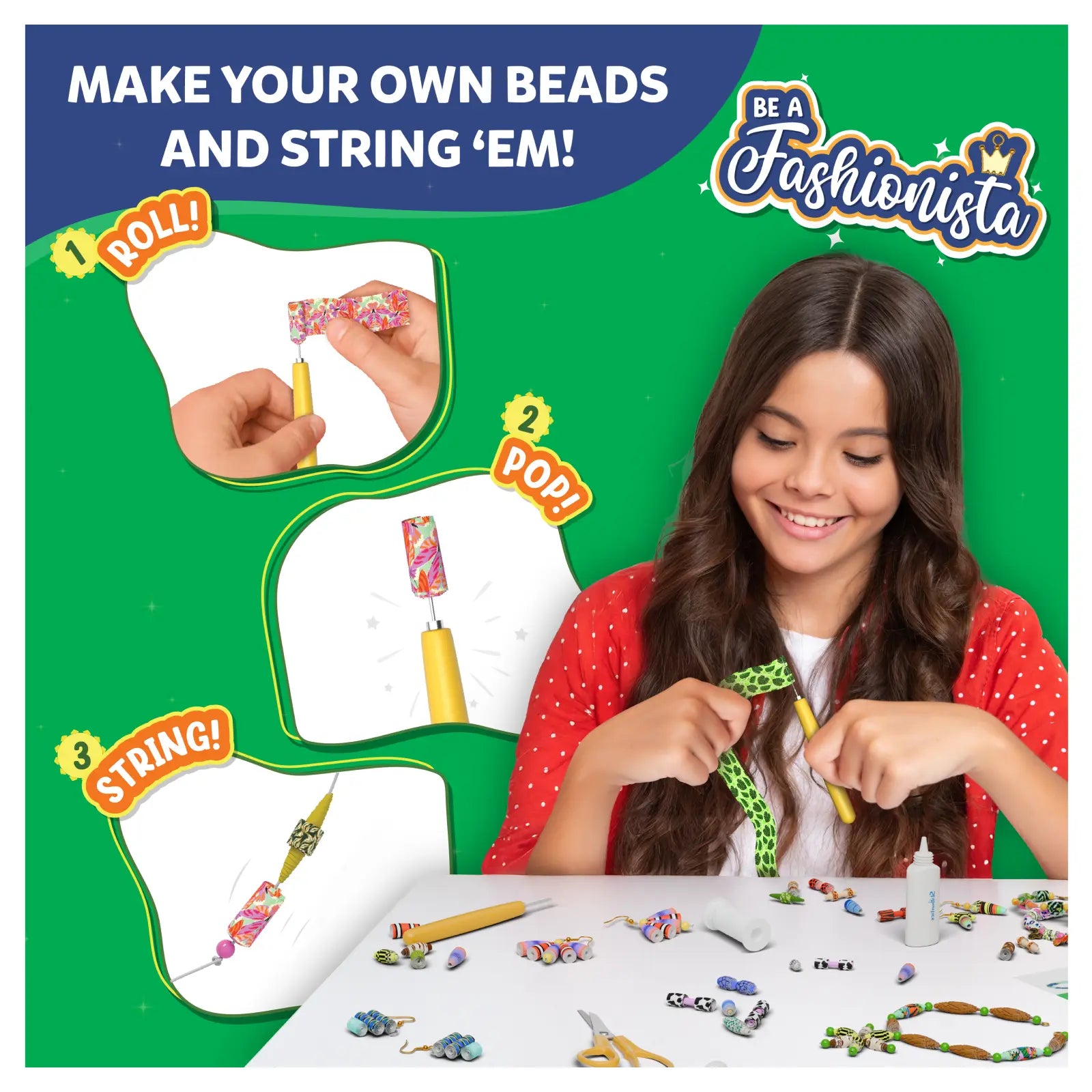 Skillmatics Roll-up Beads Jungle Party kit braccialetti 6-13 anni