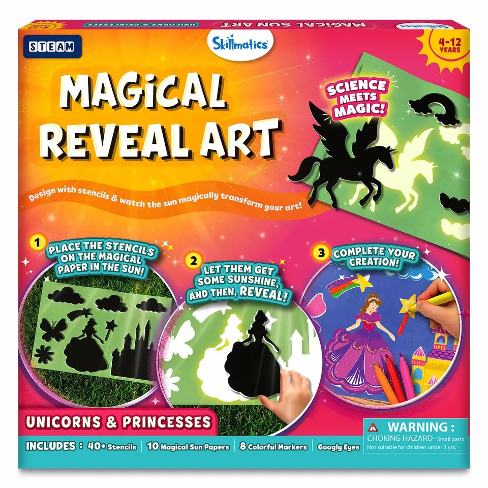 Skillmatics Sun Art Unicorn & Princess carta solare 4-12 anni