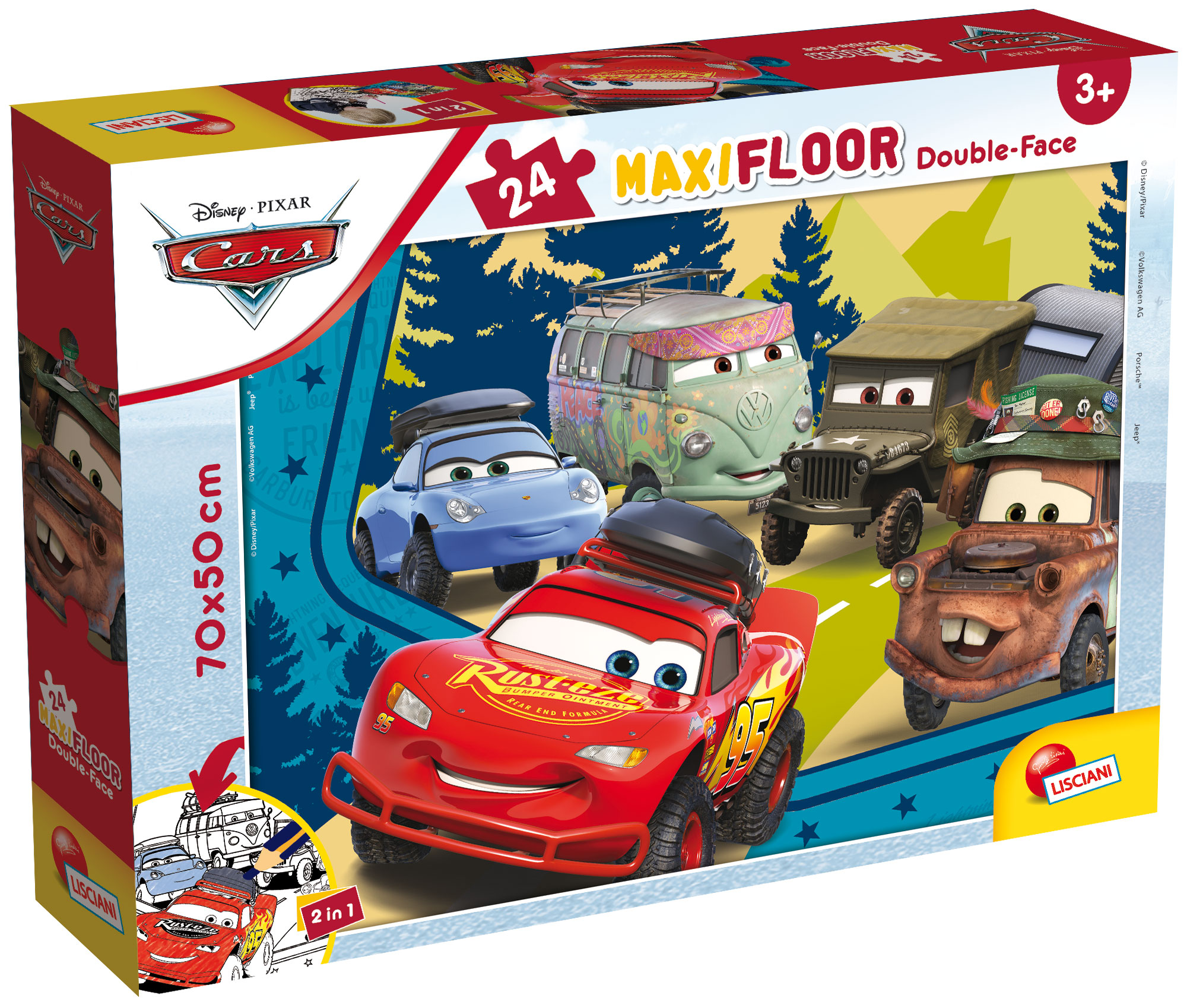 Lisciani Disney Maxi Floor 24 Cars puzzle double-face 24 pezzi