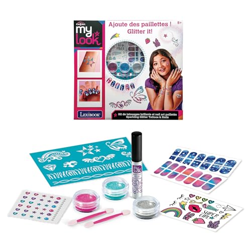 Lexibook CRSS16 kit tatuaggi luminosi e nail art glitter