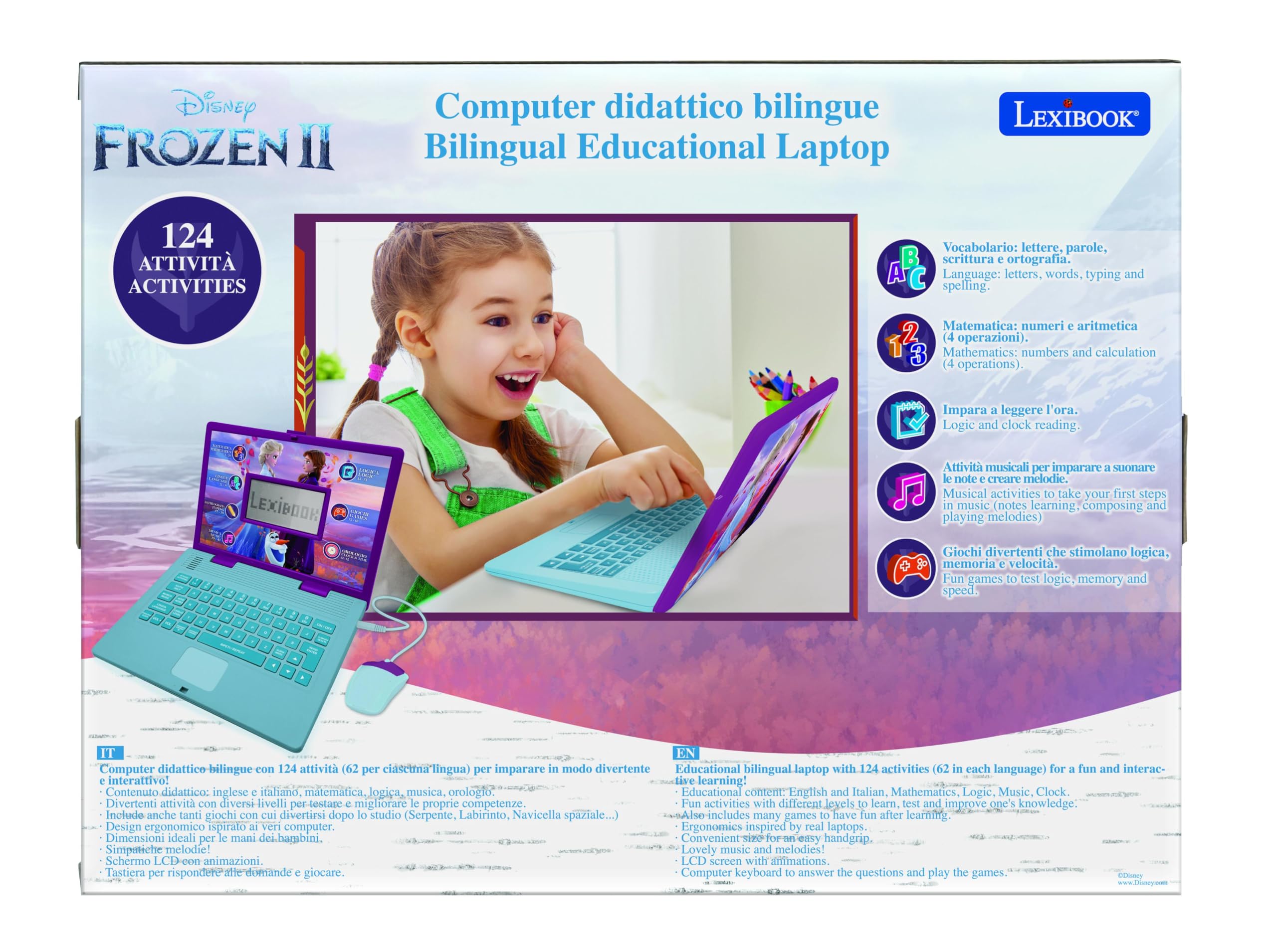 Lexibook Frozen 2 JC598FZi5 laptop educativo bilingue 124 attività