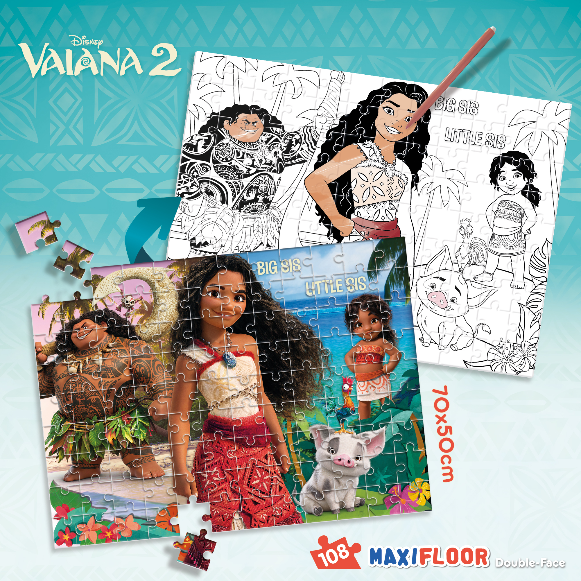 Lisciani Disney MaxiFloor 108 puzzle Oceania 2 da colorare
