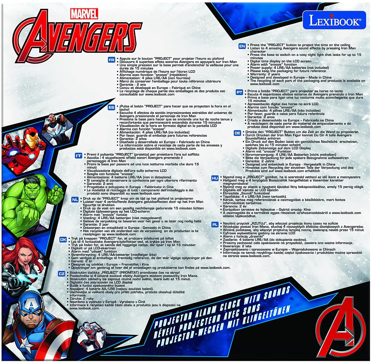 Lexibook Avengers Iron Man RP510AV sveglia proiettore