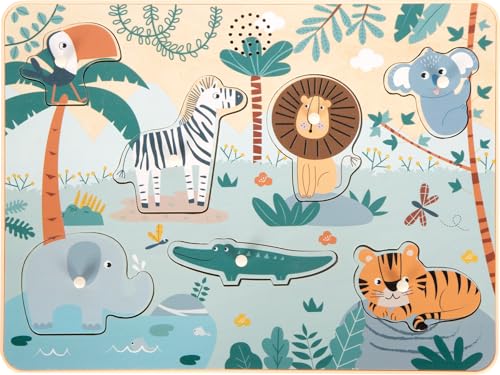 smallfoot Safari puzzle sonoro versi animali in legno 7 pezzi