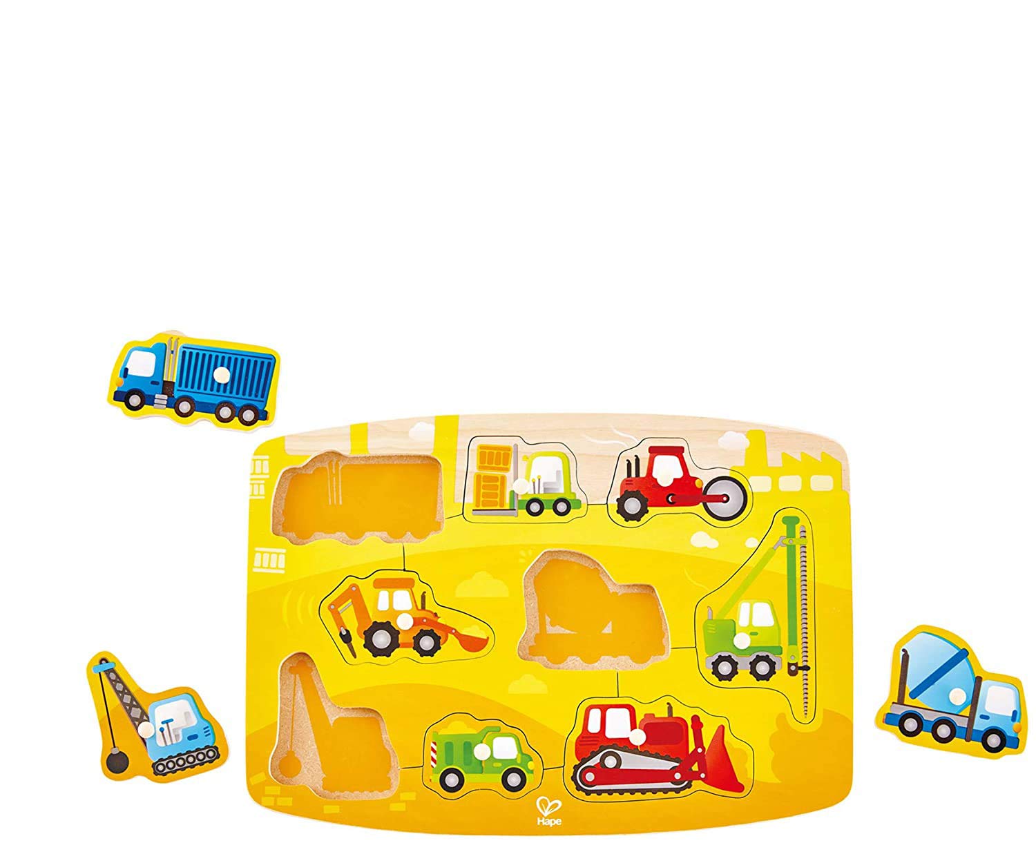 Hape E1407 puzzle in legno cantiere con pomelli 24 mesi+