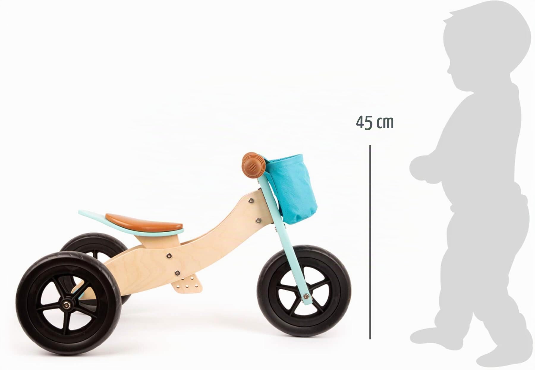 smallfoot Trike Maxi 11609 triciclo legno maxi turchese 4 in 1