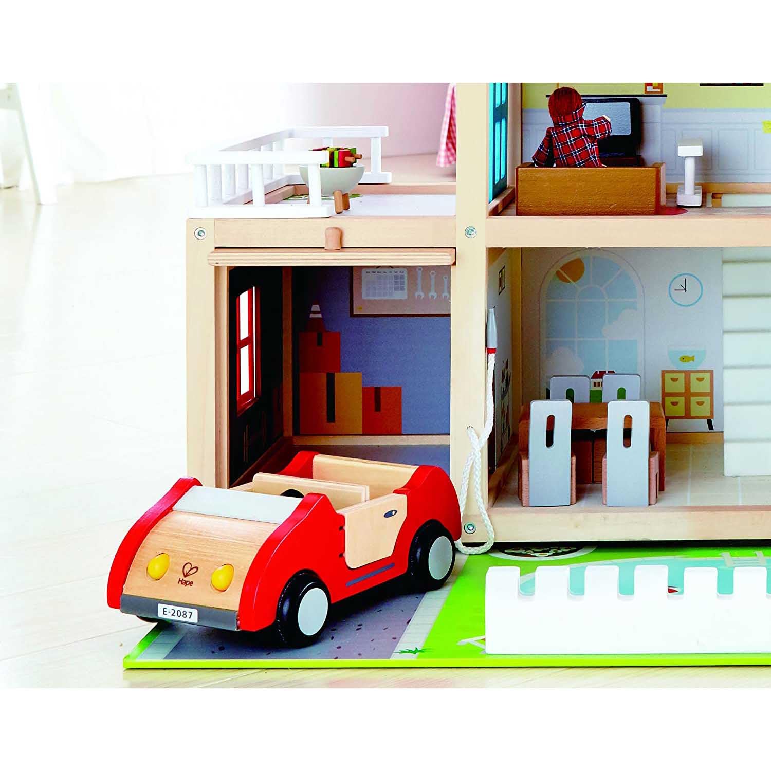 Hape Villa delle bambole casa legno 3 piani 8 stanze