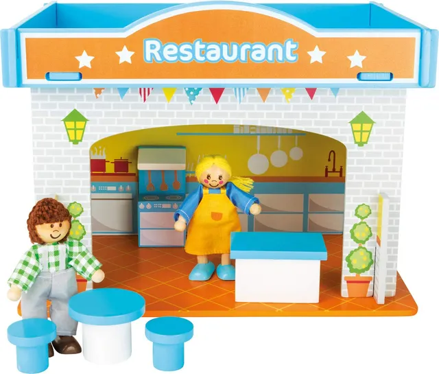 smallfoot 10852 casa ristorante legno con accessori