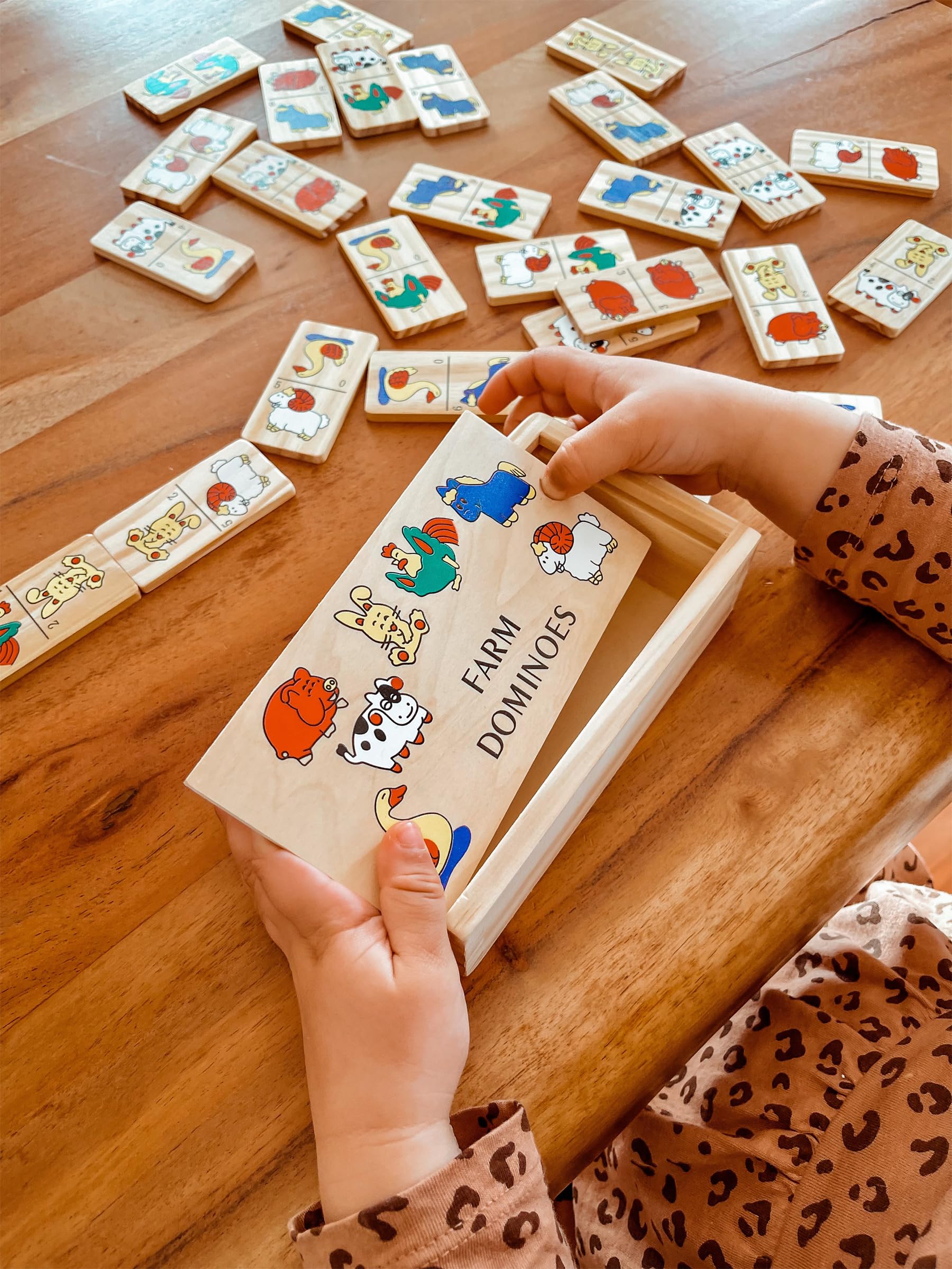 smallfoot 7094 Domino Fattoria gioco in legno con animali