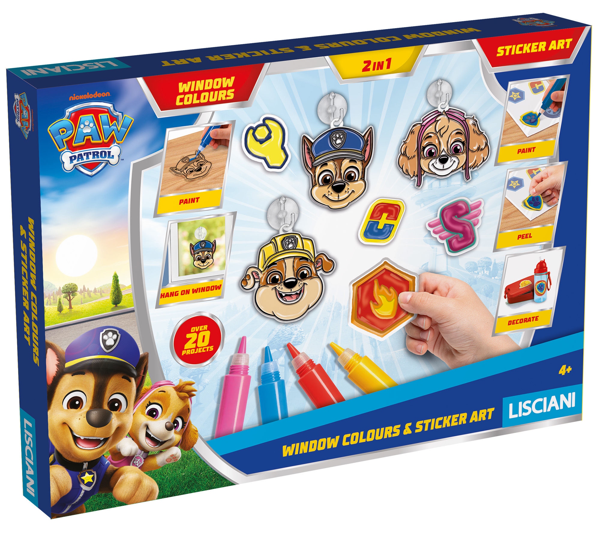 Lisciani Giochi Paw Patrol Window Colours Sticker Art set creativo vetro