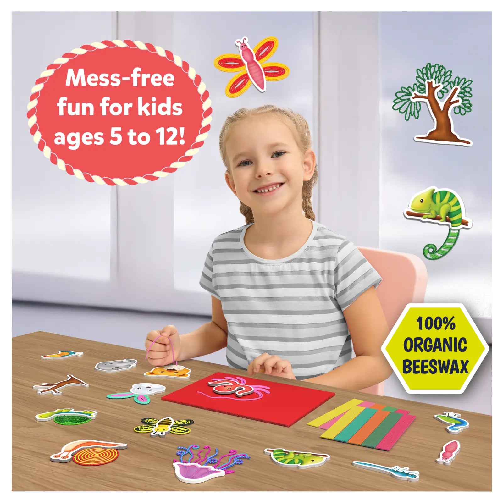 Skillmatics Waxy Window Art Amazing Animals kit creativo 5-12 anni