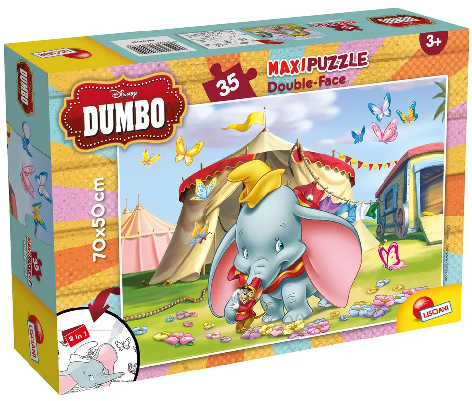 Lisciani Disney Dumbo Double Face puzzle 35 pezzi da colorare