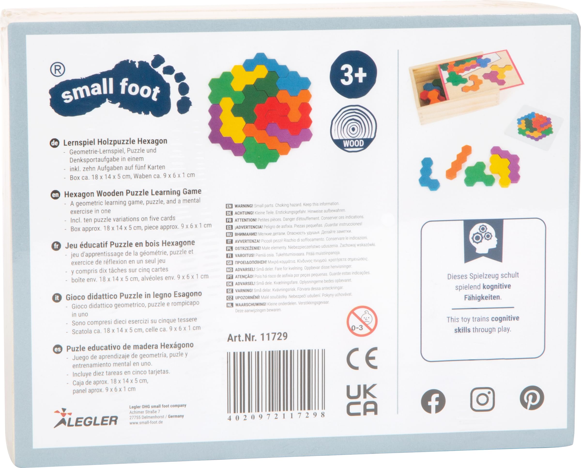 smallfoot Puzzle Esagono Classico gioco didattico legno 10 esercizi