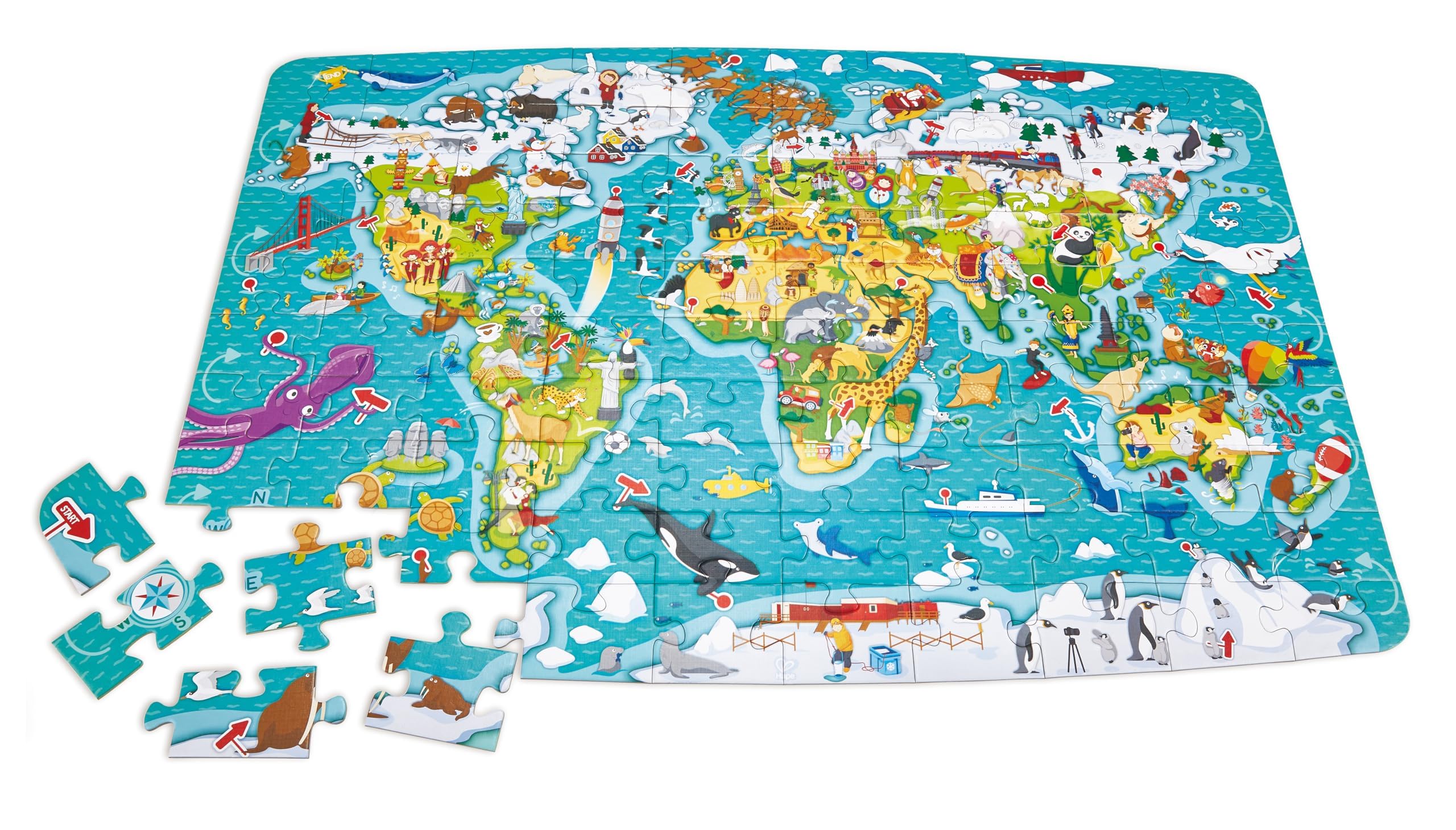 Hape Mappa del Mondo puzzle 100 pezzi dai 5 anni