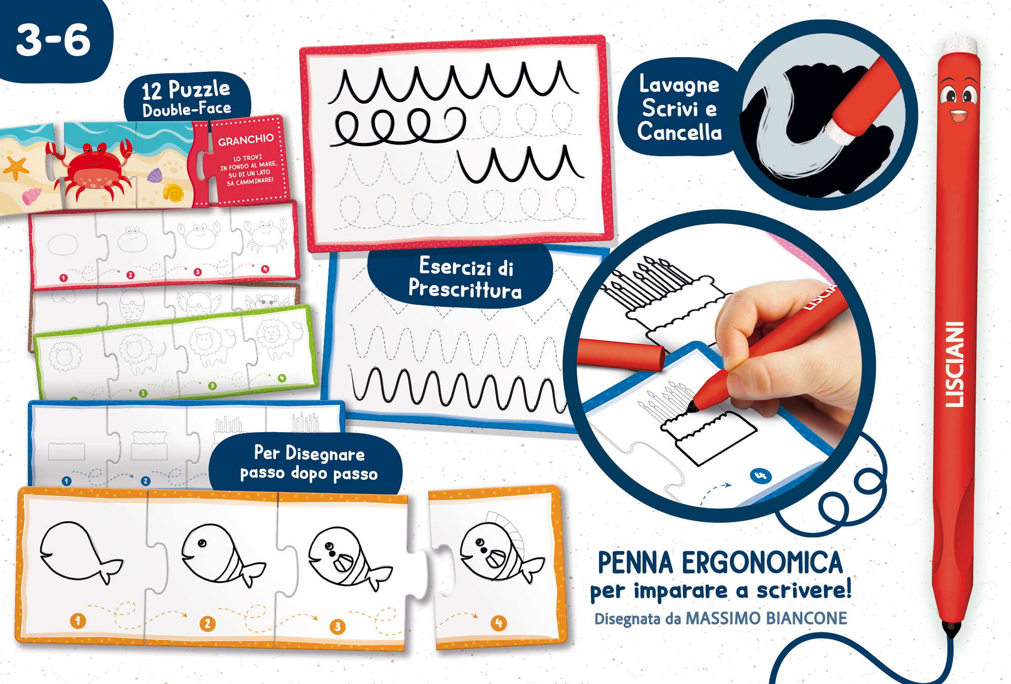 Lisciani Montessori Pen Scuola di Disegno kit disegno ergonomico