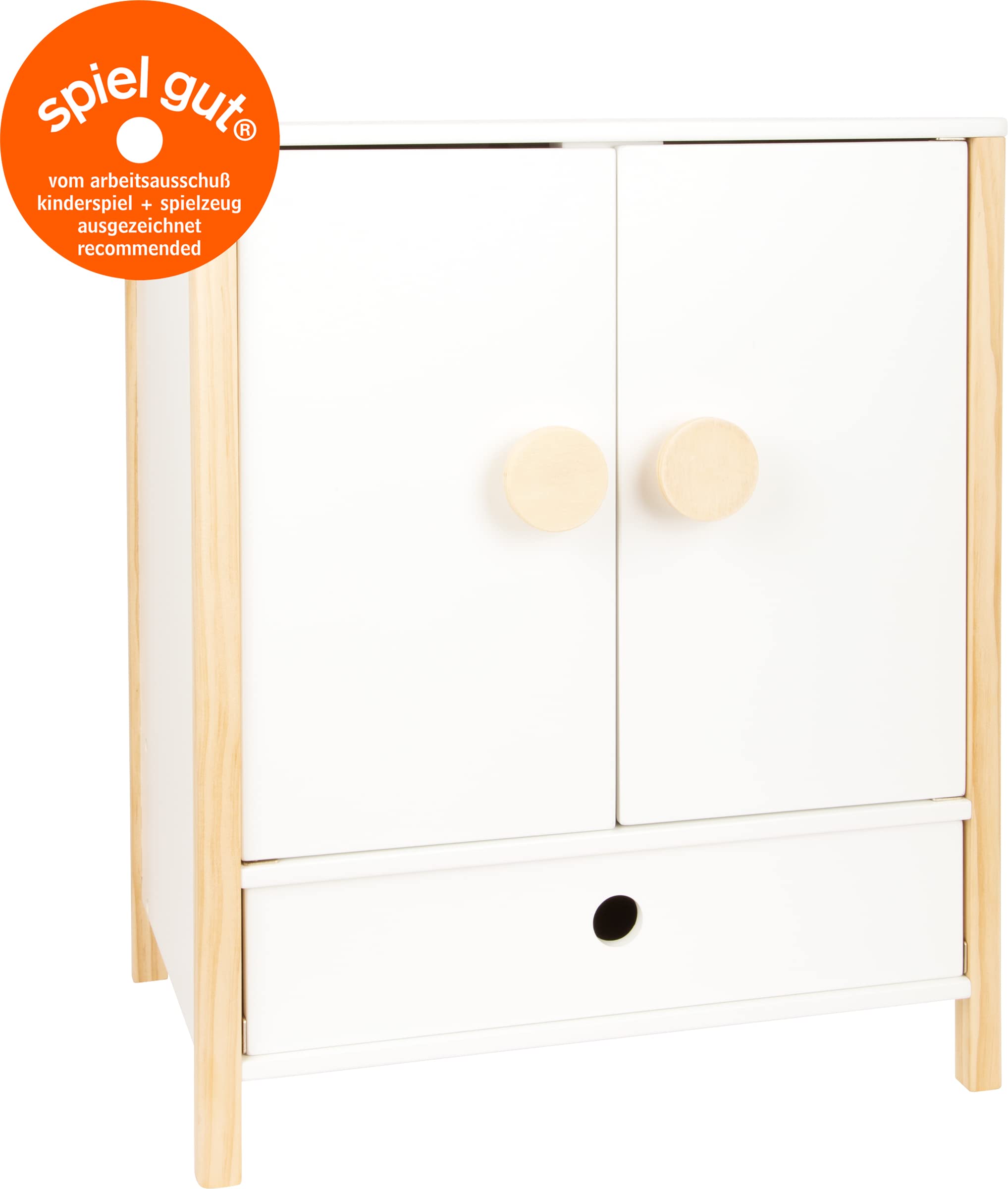 smallfoot Little Button Armadio Bambole Legno con Grucce e Cassetto
